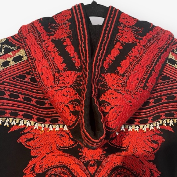 H&M Studio Red Embroidered and Beaded Hoodie Size 6 - Picture 3 of 12
